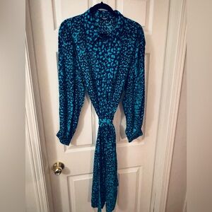 Vero Moda Curve teal animal print shirt dress size 18 casual office wear
